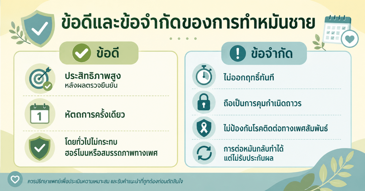 ข้อดีและข้อจำกัดของการทำหมันชาย
