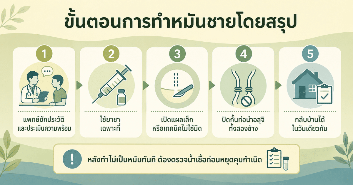ขั้นตอนการทำหมันชายโดยสรุป