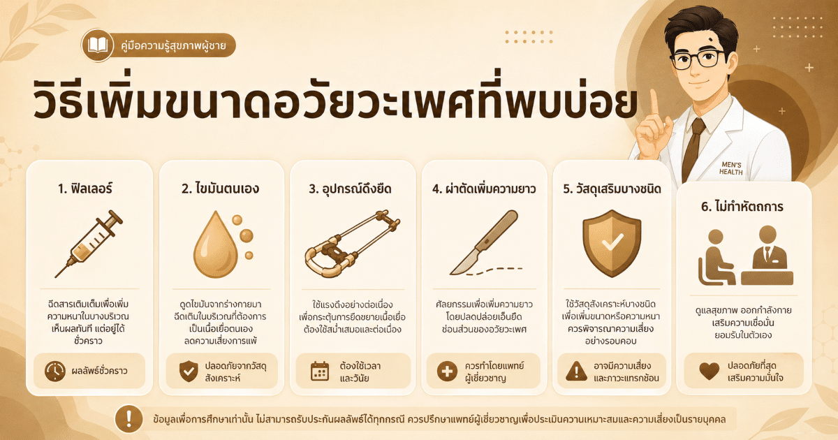 วิธีเพิ่มขนาดอวัยวะเพศที่พบบ่อย