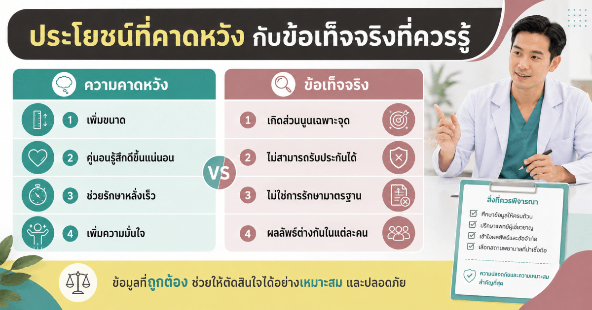 ประโยชน์ที่คาดหวัง กับข้อเท็จจริงที่ควรรู้
