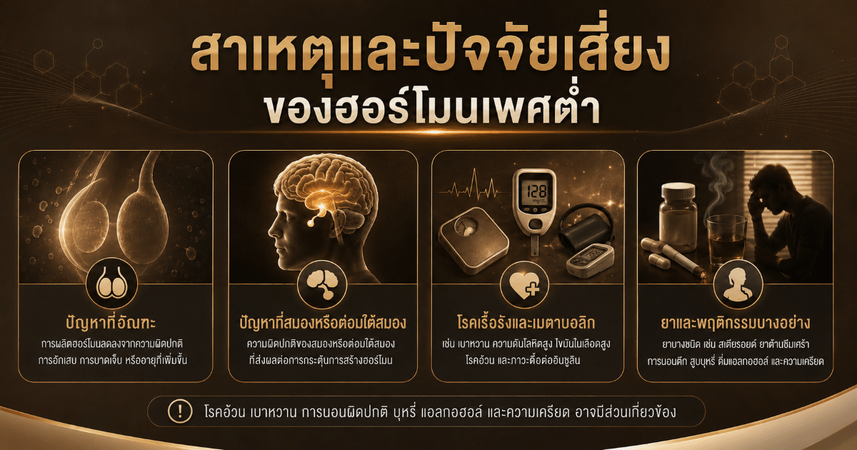 สาเหตุและปัจจัยเสี่ยงของฮอร์โมนเพศต่ำ