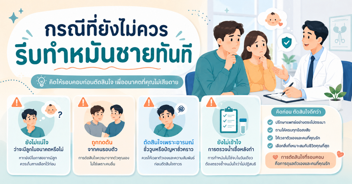 กรณีที่ยังไม่ควรรีบทำหมันชายทันที