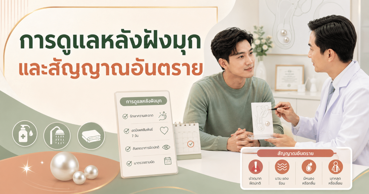 การดูแลหลังฝังมุกและสัญญาณอันตราย