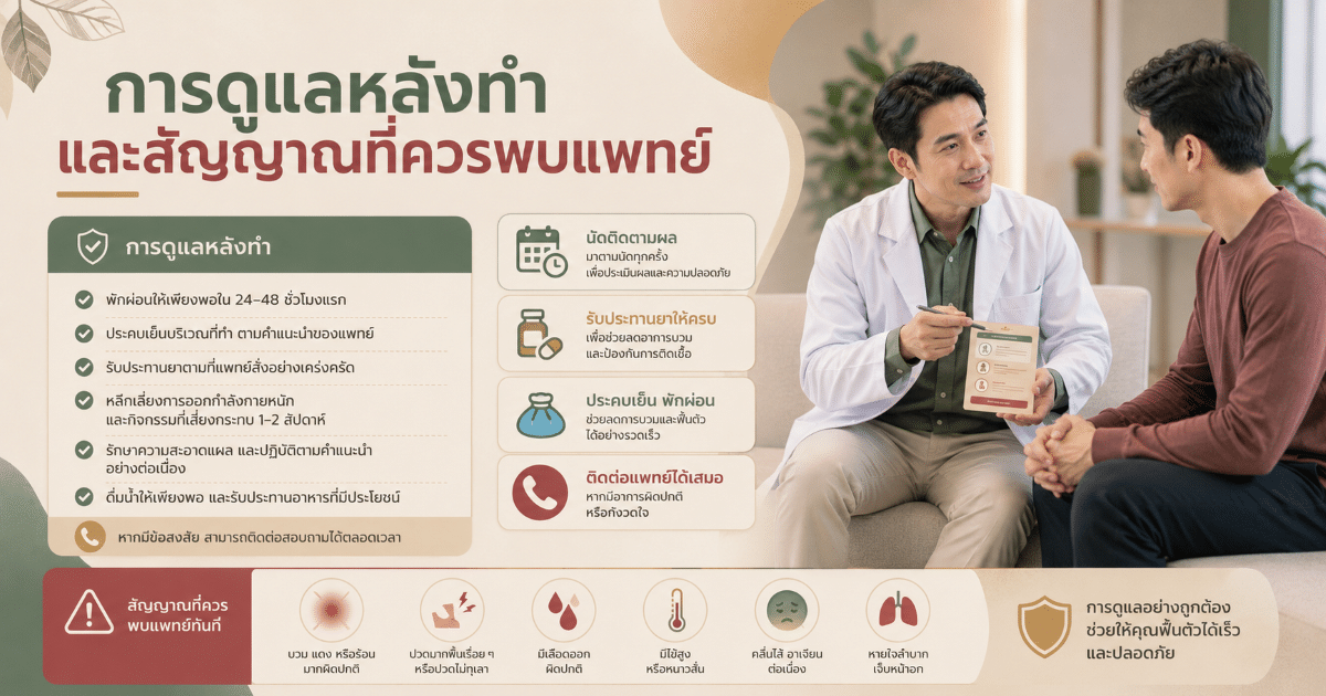 การดูแลหลังทำและสัญญาณที่ควรพบแพทย์