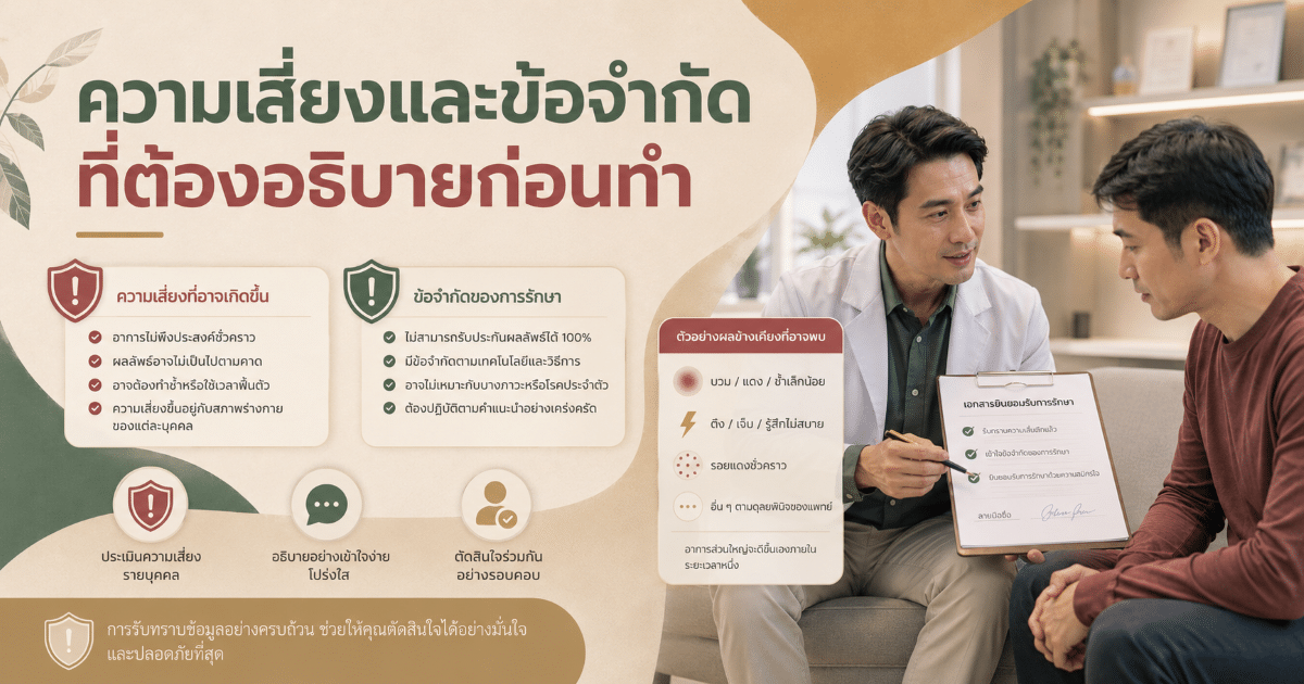 ความเสี่ยงและข้อจำกัดที่ต้องอธิบายก่อนทำ