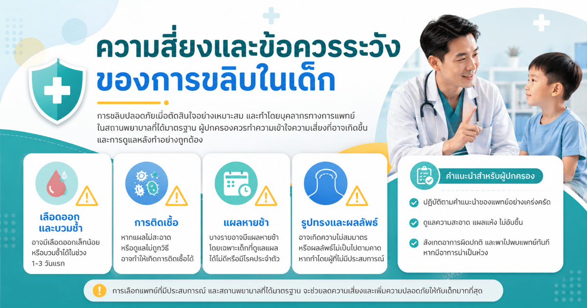 ความเสี่ยงและข้อควรระวังของการขลิบในเด็ก