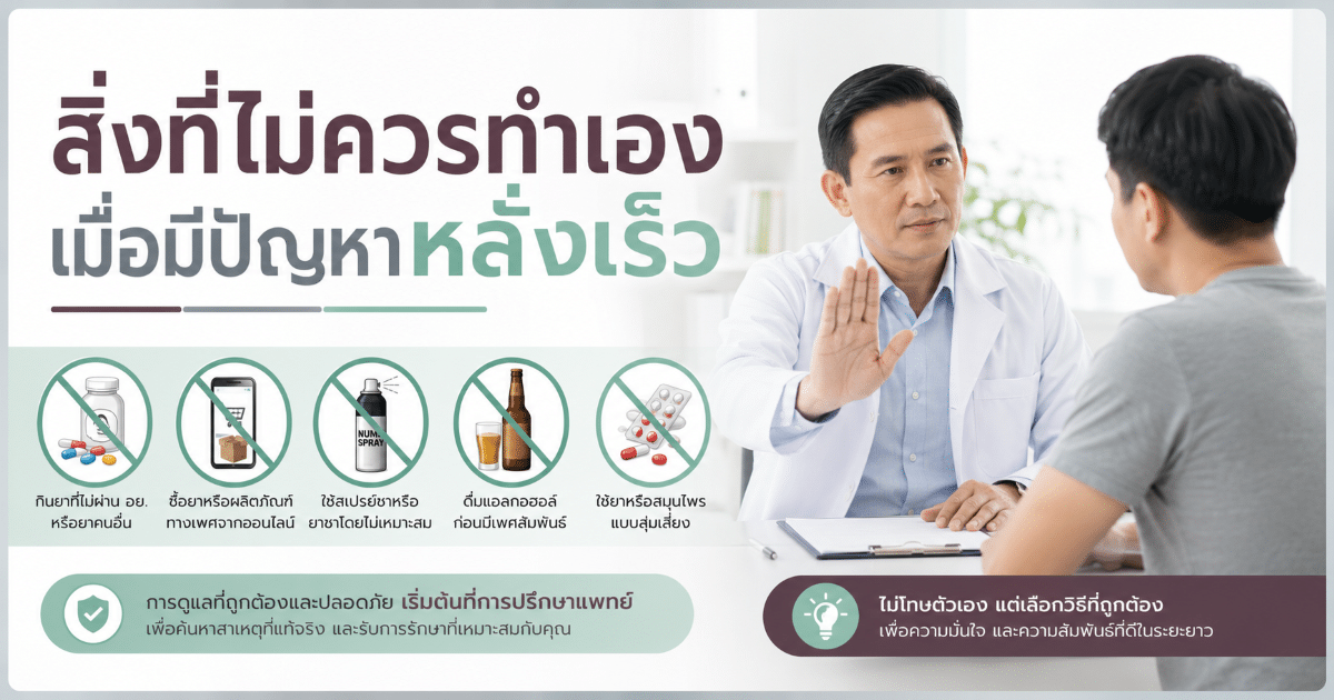 สิ่งที่ไม่ควรทำเองเมื่อมีปัญหาหลั่งเร็ว