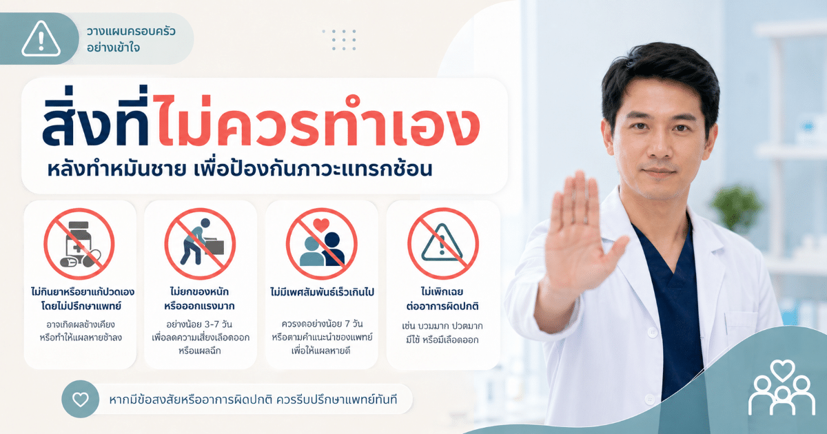 สิ่งที่ไม่ควรทำเองหลังทำหมันชาย