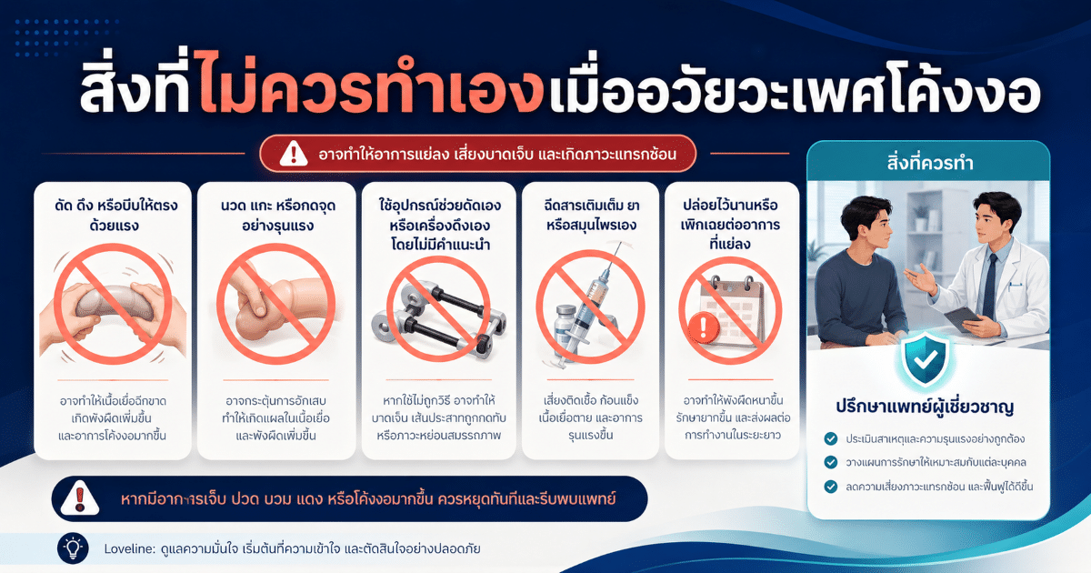 สิ่งที่ไม่ควรทำเองเมื่ออวัยวะเพศโค้งงอ