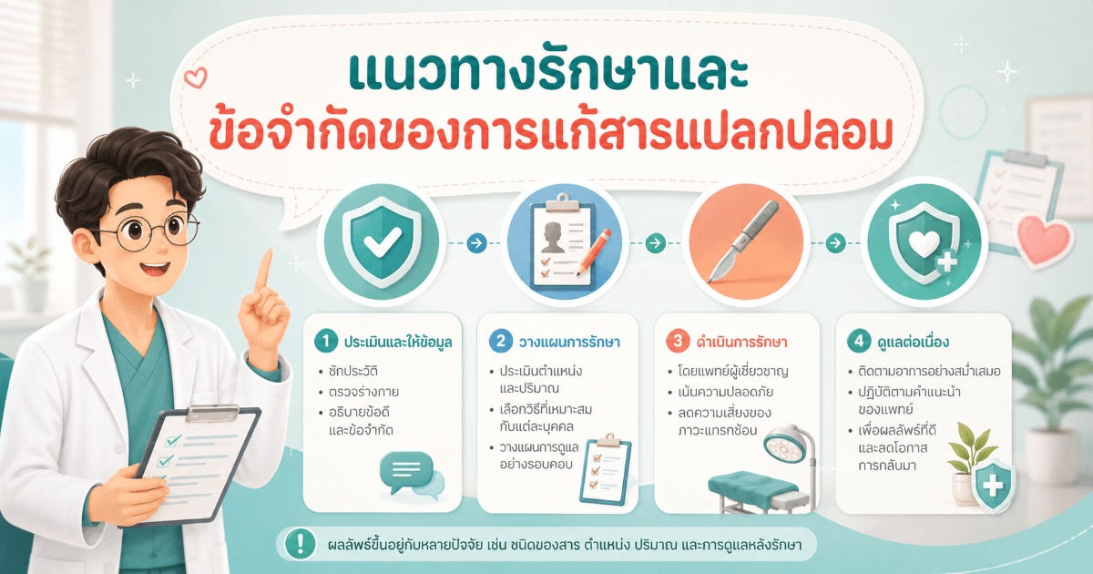 แนวทางรักษาและข้อจำกัดของการแก้สารแปลกปลอม