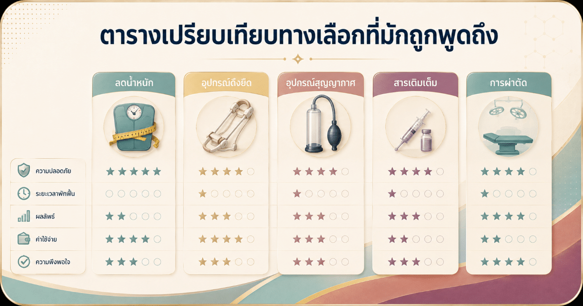 ตารางเปรียบเทียบทางเลือกที่มักถูกพูดถึง