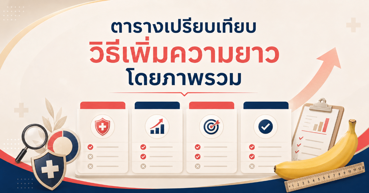 ตารางเปรียบเทียบวิธีเพิ่มความยาวโดยภาพรวม