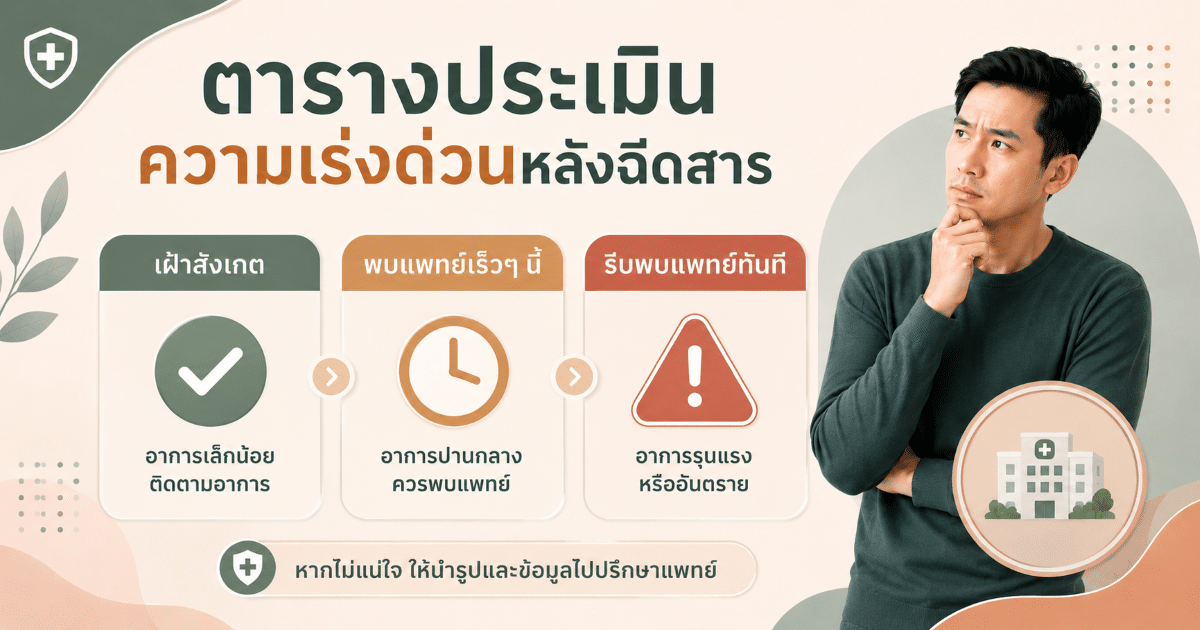 ตารางประเมินความเร่งด่วนหลังฉีดสาร