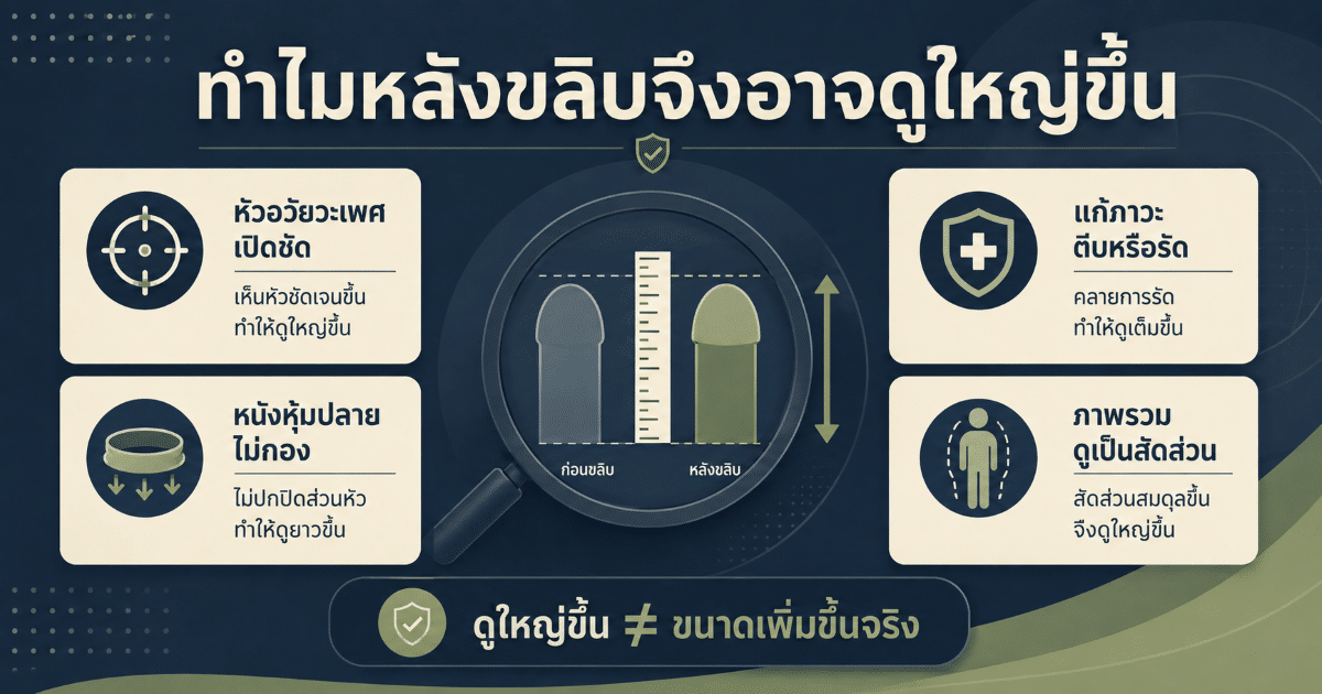 ทำไมหลังขลิบจึงอาจดูใหญ่ขึ้น