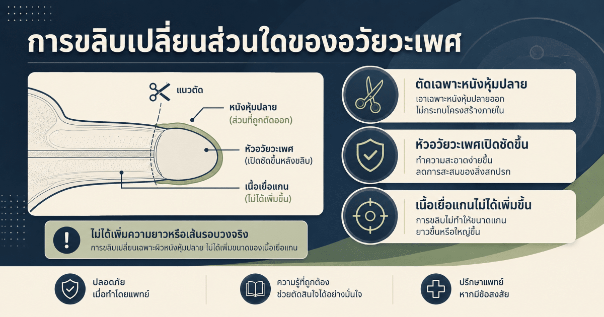 การขลิบเปลี่ยนส่วนใดของอวัยวะเพศ