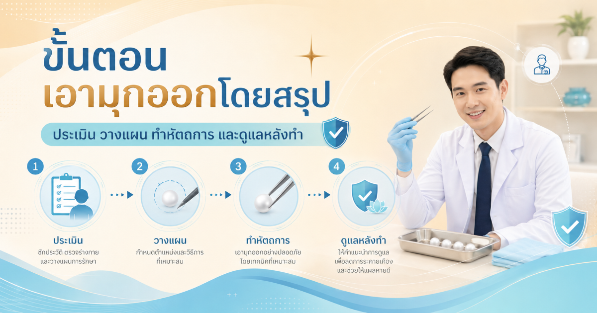 ขั้นตอนเอามุกออกโดยสรุป