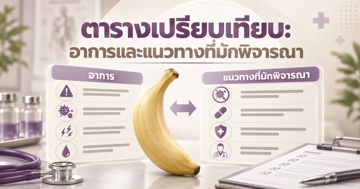 ตารางเปรียบเทียบ: อาการและแนวทางที่มักพิจารณา