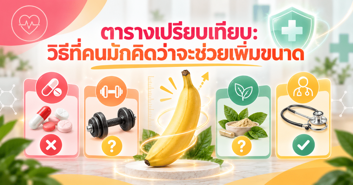 ตารางเปรียบเทียบ: วิธีที่คนมักคิดว่าจะช่วยเพิ่มขนาด