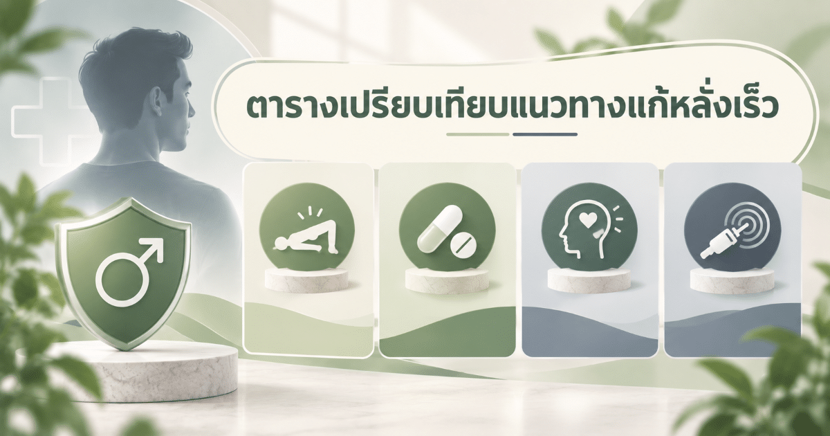 ตารางเปรียบเทียบแนวทางแก้หลั่งเร็ว