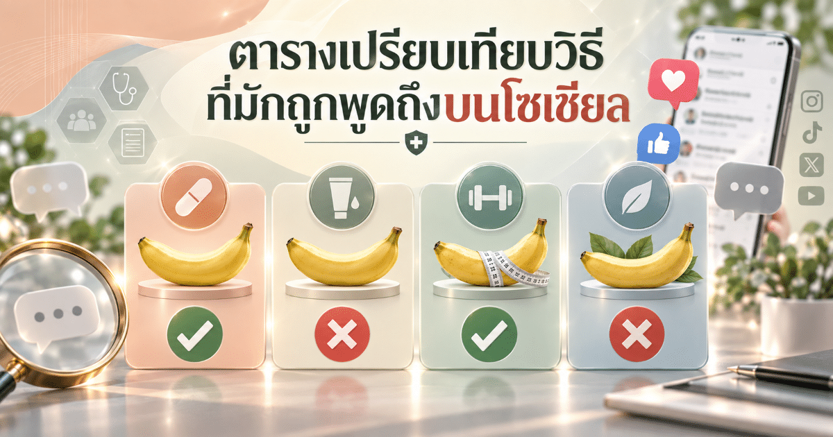 ตารางเปรียบเทียบวิธีที่มักถูกพูดถึงบนโซเชียล