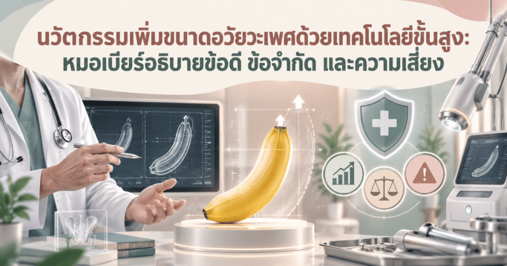 Innovation to scale up - eternityclinicdoctorbeer แพทย์อธิบายนวัตกรรมการเพิ่มขนาดอวัยวะเพศ ด้วยเทคโนโลยีล้ำหน้า มีbananaบนแท่นแสดงเป็นสัญลักษณ์