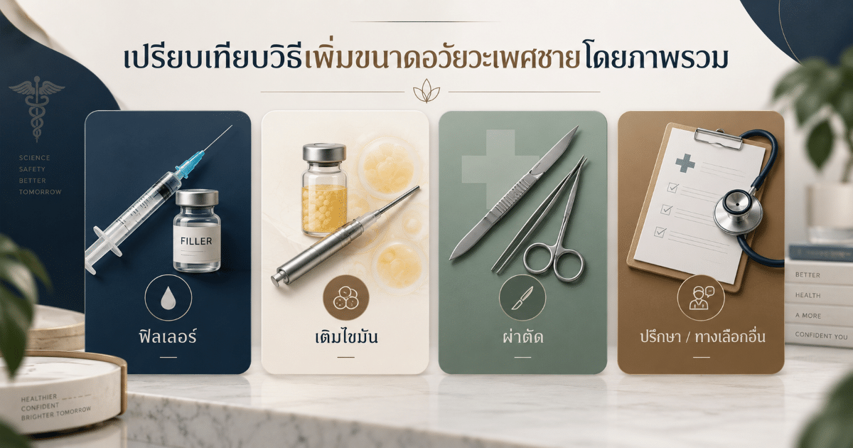 เปรียบเทียบวิธีเพิ่มขนาดอวัยวะเพศชายโดยภาพรวม