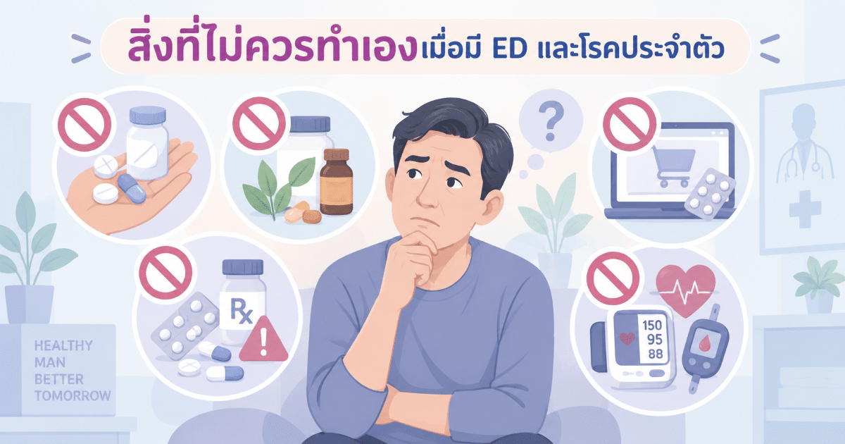 สิ่งที่ไม่ควรทำเองเมื่อมี ED และโรคประจำตัว