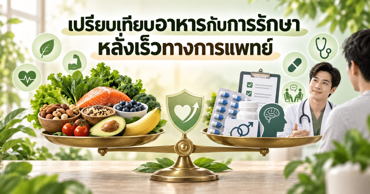 เปรียบเทียบอาหารกับการรักษาหลั่งเร็วทางการแพทย์