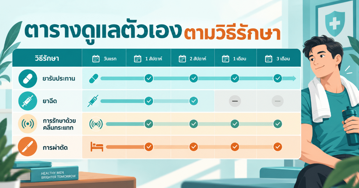 ตารางดูแลตัวเองตามวิธีรักษา