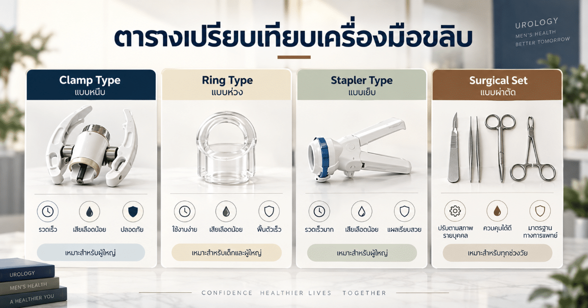 ตารางเปรียบเทียบเครื่องมือขลิบ