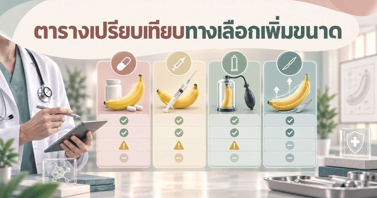 ตารางเปรียบเทียบทางเลือกเพิ่มขนาด